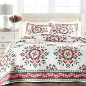 Martha Stewart Collection Holiday Snowflake Reversible Red Twin